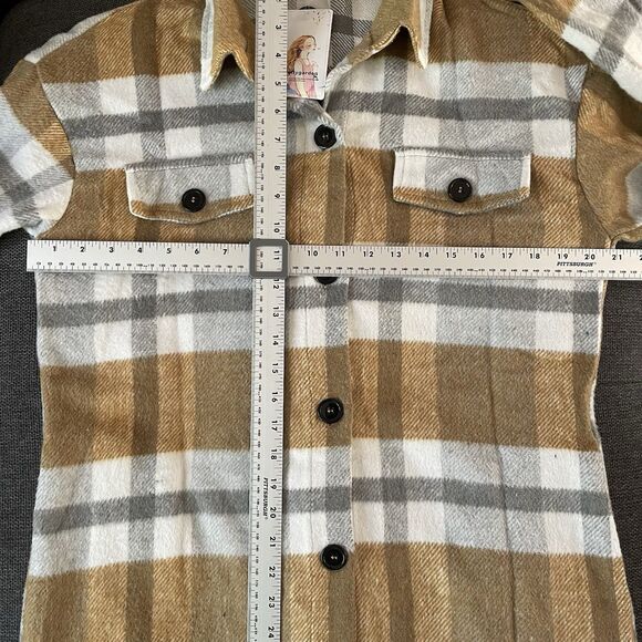 NEW‎ Pretty Garden Plaid Shacket Button Up Jacket Flannel Shirt Womens Small NWT - Picture 5 of 12